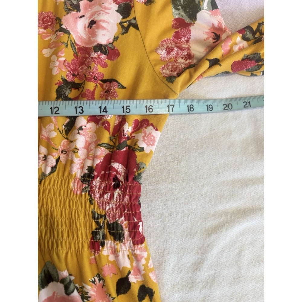NOBO Floral Scoop/Tie Neck Smocked Waist Size XL Long Sleeve Summer Colorful - Picture 6 of 7